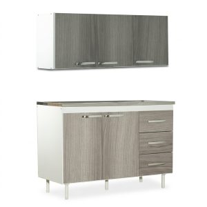 COMBO BAJOMESADA COMPLETO 1.40MTS BL/GRIS