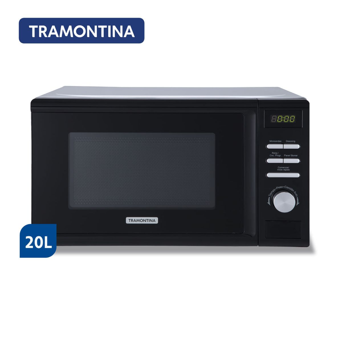 165670-1200-1200 microondas digital tramontina glass cook 20 litros color silver y negro