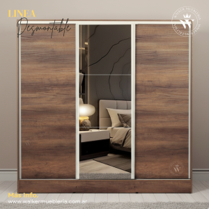 Placard espejado 2.00x2.00x0.59 color blanco con puertas corredizas