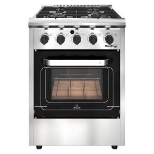 Cocina Morelli Forza 600 Vidrio en acero inoxidable con quemador triple corona y rejas de fundición