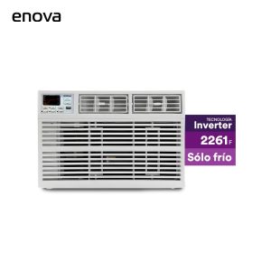 Aire de ventana Enova Inverter de 2530W blanco de diseño compacto con control remoto.